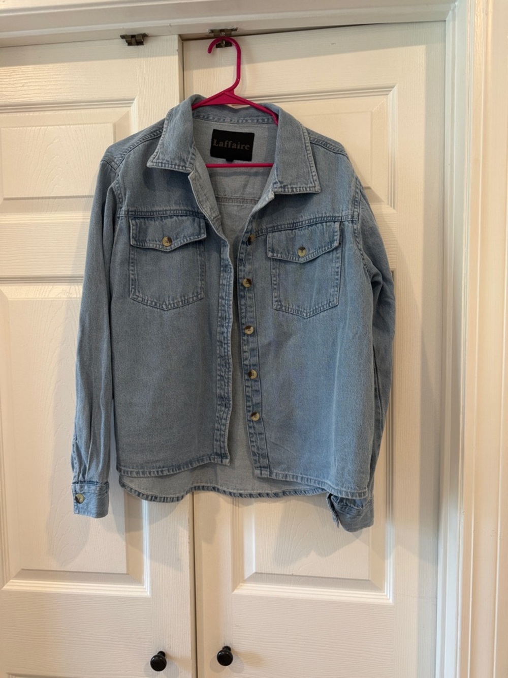 Light Blue Denim Button-Down Shirt Jacket